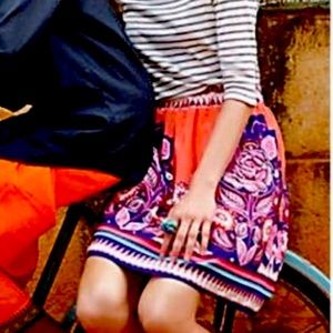 Anthropologie Edmé & Esyllte Bright Vibrant SILK Skirt size 10